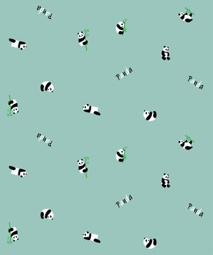 大熊猫竹子印花图案