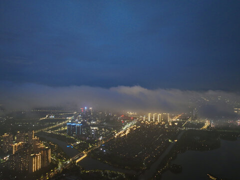 顺德城市云雾夜色