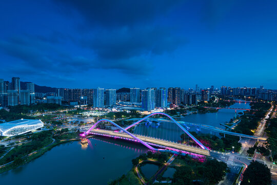 南沙蕉门河双桥夜景