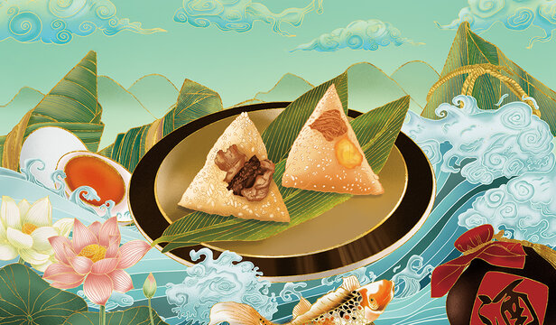 端午節(jié)粽子包裝插畫(huà)