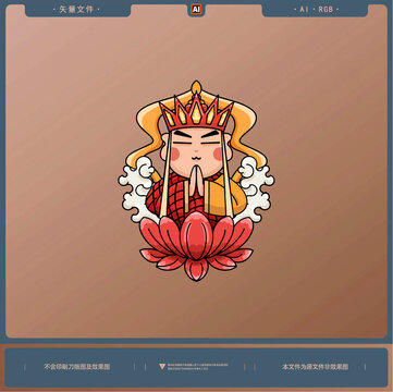 手繪卡通西游記人物唐僧插畫