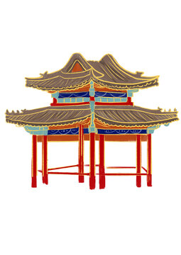 古典亭子插畫