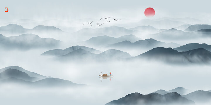 云霧山水畫