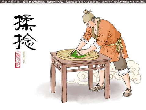 揉捻工藝制茶圖