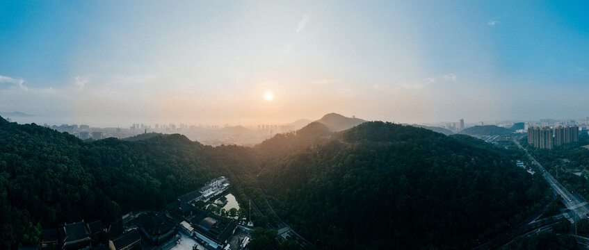 台州清晨日出全景