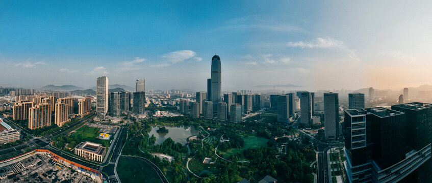 台州CBD航拍全景