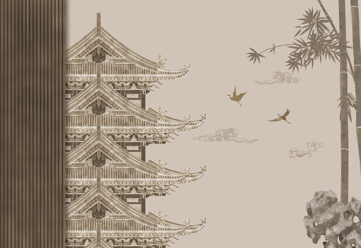 意境國(guó)朝中式背景墻