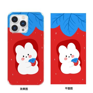 水果草莓小兔手機殼圖案