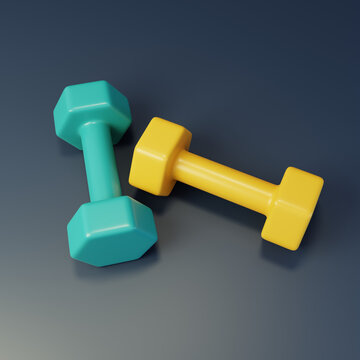 哑铃运动健身锻炼塑性器材3D