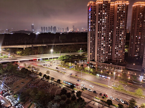 住宅小区建筑夜景