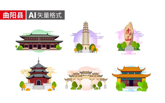 曲阳县著名地标建筑景点素材
