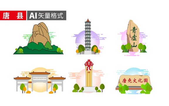 唐县著名地标建筑景点素材