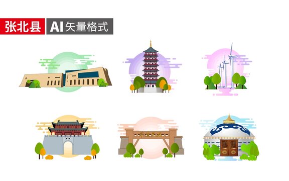 張北縣著名地標(biāo)建筑景點(diǎn)素材