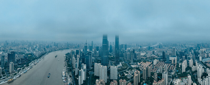 上海陆家嘴天际线全景