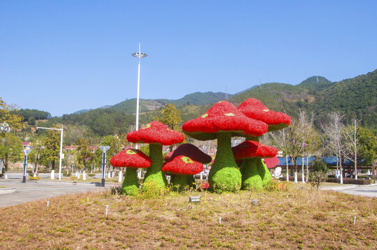 菌菇园艺雕塑