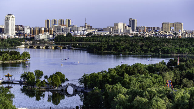 夏日里的长春南湖公园风景