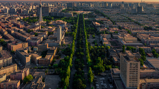 历史文化名街长春新民大街晨景