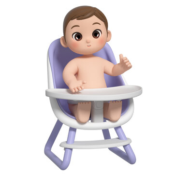 婴儿座椅里的3D可爱卡通婴儿