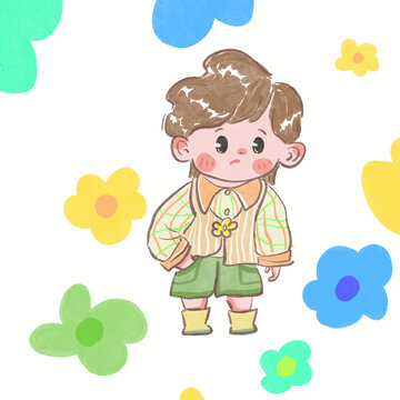 卡通兒童男孩