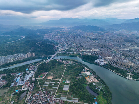 仙居城市风光航拍