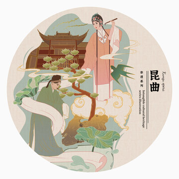 非物質(zhì)文化遺產(chǎn)昆曲古風(fēng)插畫(huà)