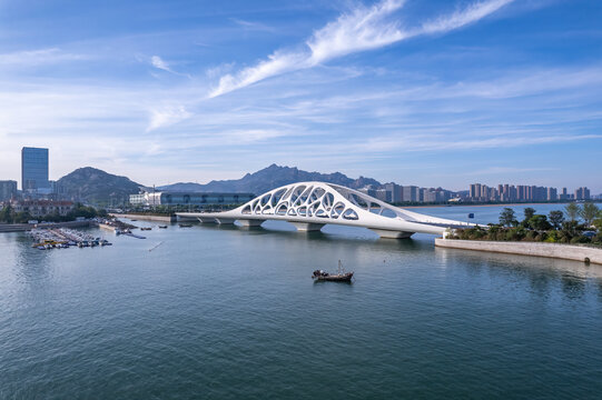 航拍青岛西海岸新区街景