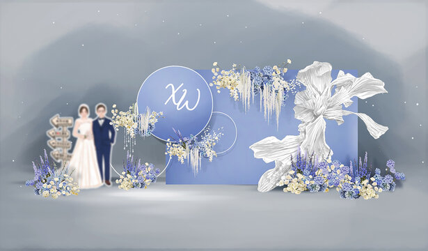 霧霾藍(lán)婚禮迎賓