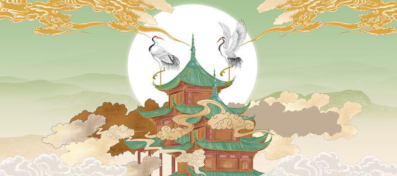 閣樓祥云古建筑
