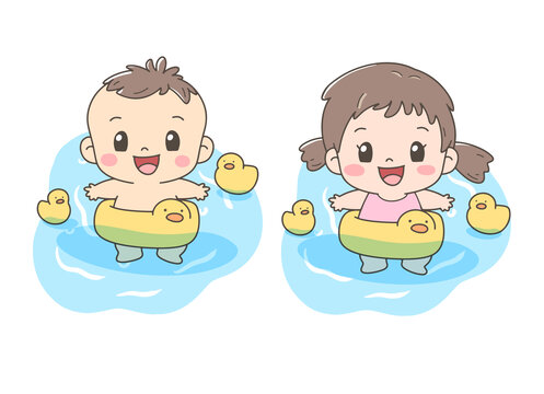 可愛兒童小寶寶嬰兒游泳