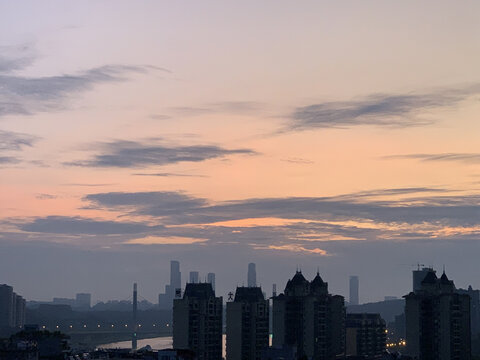 夕阳城市傍晚