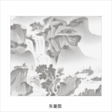 矢量镂空山水图案