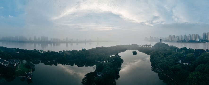 温州瓯江航拍全景