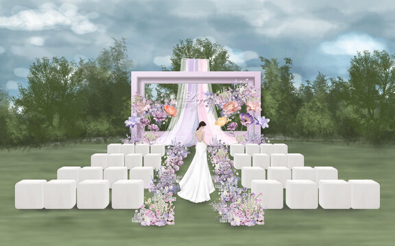 粉紫色花园婚礼