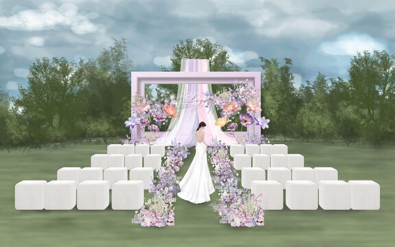 粉紫色花園婚禮