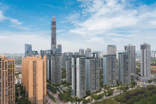 成都蓝天城市高楼锦江区四六八