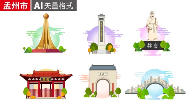 孟州市著名地標(biāo)建筑景點素材