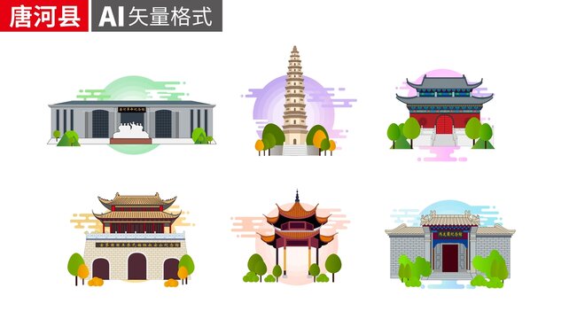 唐河縣著名地標建筑景點素材