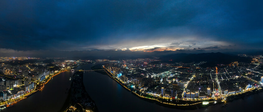 温州夜景航拍全景