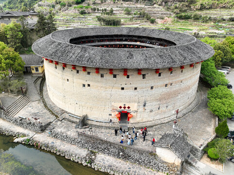 航拍福建土楼裕昌楼