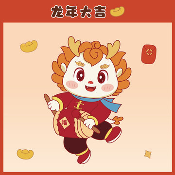 國潮龍年圖案
