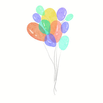 水彩色彩气球