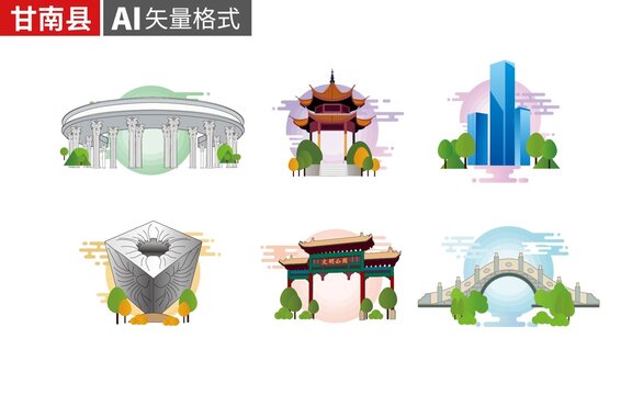 甘南縣著名地標建筑景點素材