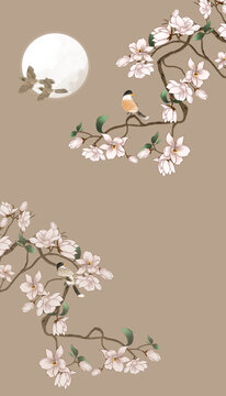 豎幅玉蘭花
