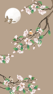 玉蘭花裝飾畫