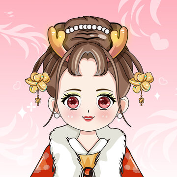 古裝美女冬季衣服插畫