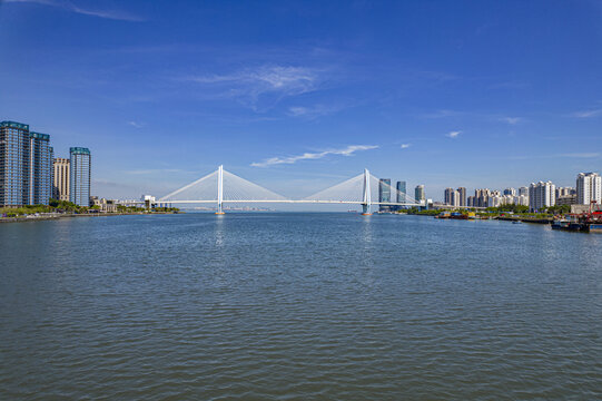 海口市世纪大桥全景图航拍