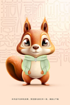 可愛松鼠插畫