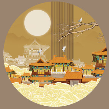 中式閣樓背景墻