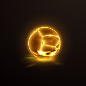 写实透明球体素材 黑背景金色弹珠或玻璃球