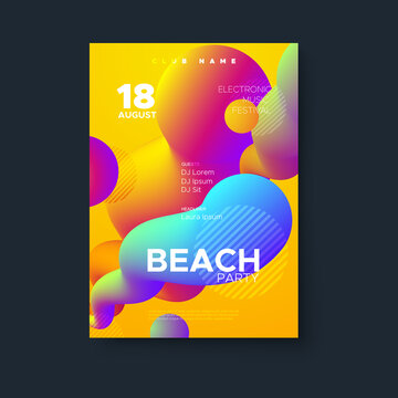 抽象流动感海滩派对海报